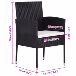 VidaXL 318727 sedia da esterno Terrazzo Seduta imbottita Rattan sintetico, Acciaio Nero, Crema, Bianco - Vista aggiuntiva 7