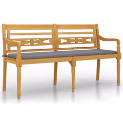 Panchina Batavia con Cuscino Grigio 150 cm Legno Massello Teakcod mxl 73553 - Vista aggiuntiva 2