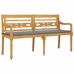 Panchina Batavia con Cuscino Grigio 150 cm Legno Massello Teakcod mxl 73553 - Vista aggiuntiva 3