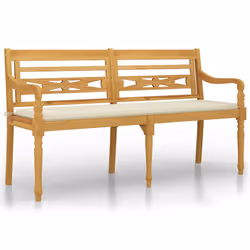 Panchina Batavia con Cuscino Crema 150 cm Legno Massello Teakcod mxl 121473 - Vista aggiuntiva 2