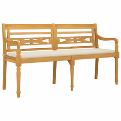 Panchina Batavia con Cuscino Crema 150 cm Legno Massello Teakcod mxl 121473 - Vista aggiuntiva 3