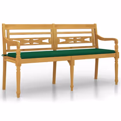Panchina Batavia con Cuscino Verde 150 cm Legno Massello Teakcod mxl 73557 - Vista aggiuntiva 2