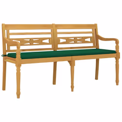 Panchina Batavia con Cuscino Verde 150 cm Legno Massello Teakcod mxl 73557 - Vista aggiuntiva 3
