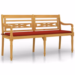 Panchina Batavia con Cuscino Rosso 150 cm Legno Massello Teakcod mxl 97553 - Vista aggiuntiva 2