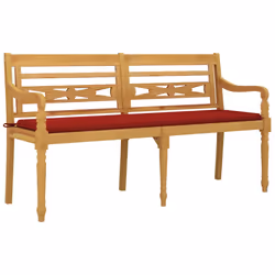 Panchina Batavia con Cuscino Rosso 150 cm Legno Massello Teakcod mxl 97553 - Vista aggiuntiva 3