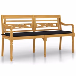Panchina Batavia con Cuscino Nero 150 cm Legno Massello Teakcod mxl 73558 - Vista aggiuntiva 2