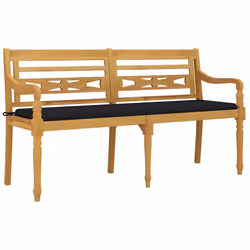 Panchina Batavia con Cuscino Nero 150 cm Legno Massello Teakcod mxl 73558 - Vista aggiuntiva 3