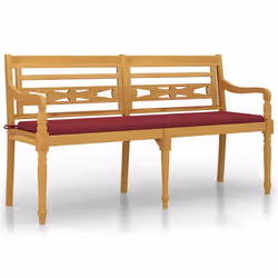 Panchina Batavia con Cuscino Rosso Vino 150 cm Massello di Teakcod mxl 121481 - Vista aggiuntiva 2