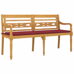 Panchina Batavia con Cuscino Rosso Vino 150 cm Massello di Teakcod mxl 121481 - Vista aggiuntiva 3