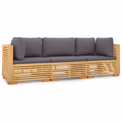 Set Divani da Giardino 3 pz con Cuscini Legno Massello di Teakcod mxl 97565 - Vista aggiuntiva 2