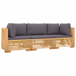 Set Divani da Giardino 3 pz con Cuscini Legno Massello di Teakcod mxl 97565 - Vista aggiuntiva 3