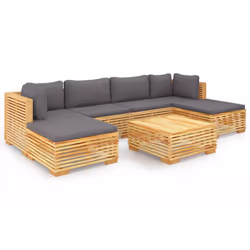Set Divani da Giardino 7 pz con Cuscini Legno Massello di Teakcod mxl 73571