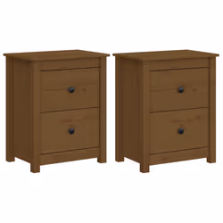 vidaXL Comodini 2 pz Ambra 50x35x61,5 cm in Legno Massello di Pino - Vista aggiuntiva 2