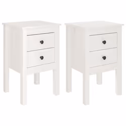 vidaXL Comodini 2 pz Bianca 40x35x61,5 cm in Legno Massello di Pino - Vista aggiuntiva 2