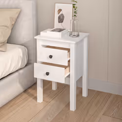 vidaXL Comodini 2 pz Bianca 40x35x61,5 cm in Legno Massello di Pino - Vista aggiuntiva 3