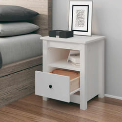 vidaXL Comodino Bianco 40x35x49 cm in Legno Massello di Pino