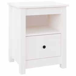 vidaXL Comodino Bianco 40x35x49 cm in Legno Massello di Pino - Vista aggiuntiva 2