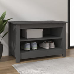 Scarpiera Grigia 70x38x45,5 cm in Legno Massello di Pino - Vidaxl