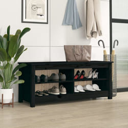Vidaxl - Scarpiera Nera 110x38x45,5 cm in Legno Massello di Pino