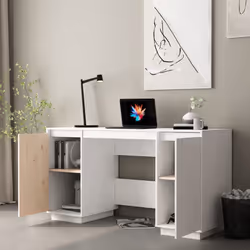 vidaXL Scrivania Bianca 140x50x75 cm in Legno Massello di Pino - Vista aggiuntiva 3