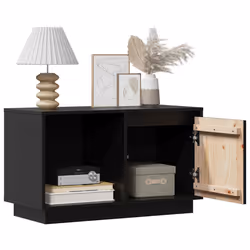 vidaXL Mobile Porta TV Nero 74x35x44 cm in Legno Massello di Pino - Vista aggiuntiva 3