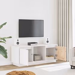 vidaXL Mobile Porta TV Bianco 110,5x35x44 cm in Legno Massello di Pino - Vista aggiuntiva 3