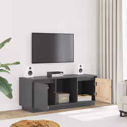 vidaXL Mobile Porta TV Grigio 110,5x35x44 cm in Legno Massello di Pino - Vista aggiuntiva 3