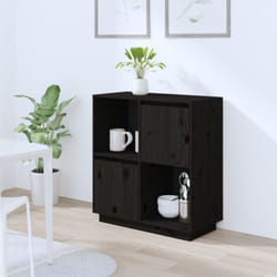 vidaXL Credenza Nera 74x35x80 cm in Legno Massello di Pino