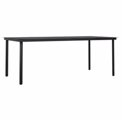 vidaXL Tavolo da Pranzo da Giardino Nero 200x100x74 cm Acciaio e Vetro - Vista aggiuntiva 2