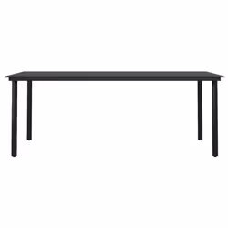 vidaXL Tavolo da Pranzo da Giardino Nero 200x100x74 cm Acciaio e Vetro - Vista aggiuntiva 3