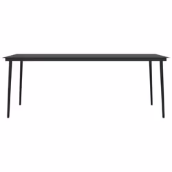vidaXL Tavolo da Pranzo da Giardino Nero 200x100x74 cm Acciaio e Vetro - Vista aggiuntiva 3