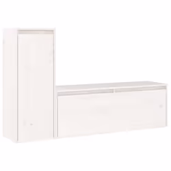 vidaXL Mobili Porta TV 2 pz Bianchi in Legno Massello di Pino - Vista aggiuntiva 2