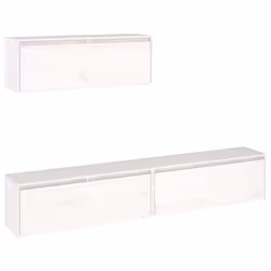 vidaXL Set Mobile TV 3 pz bianco in legno massello di pino - Vista aggiuntiva 2