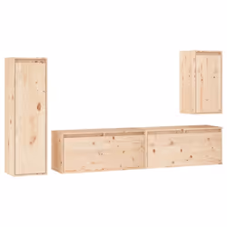 vidaXL Mobili Porta TV 4 pz in Legno Massello di Pino - Vista aggiuntiva 2