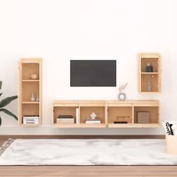vidaXL Mobili Porta TV 4 pz in Legno Massello di Pino - Vista aggiuntiva 3