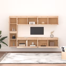 vidaXL Mobili Porta TV 6 pz in Legno Massello di Pino - Vista aggiuntiva 3