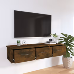 vidaXL Mobile a Parete Rovere Fumo 88x26x18,5 cm in Legno Multistrato - Vista aggiuntiva 3