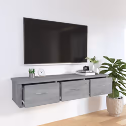 vidaXL Mobile a Muro Grigio Sonoma 88x26x18,5 cm in Legno Multistrato - Vista aggiuntiva 3