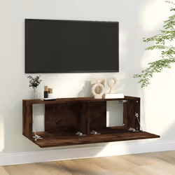 vidaXL Mobile TV a Parete Rovere Fumo 100x30x30cm Legno Ingegnerizzato - Vista aggiuntiva 3