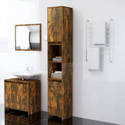 Vidaxl - Armadietto Bagno, Mobile da Bagno Rovere Fumo 30x30x183,5cm Legno Ingegnerizzato 6376