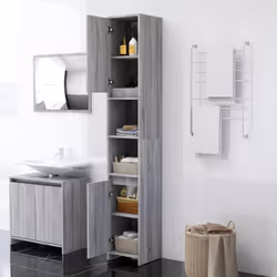 vidaXL Armadio Bagno Rovere Grigio 30x30x183,5cm Legno Ingegnerizzato - Vista aggiuntiva 3