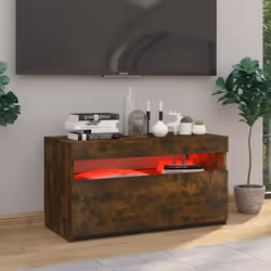 vidaXL Mobile Porta TV con Luci LED Rovere Fumo 75x35x40 cm - Vista aggiuntiva 3