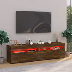 vidaXL Mobile Porta TV con Luci LED 2pz Rovere Fumo 75x35x40 cm - Vista aggiuntiva 3