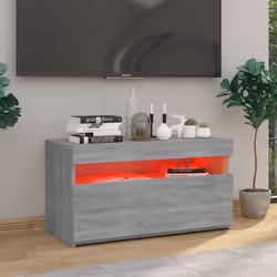 vidaXL Mobile Porta TV con Luci LED Grigio Sonoma 75x35x40 cm - Vista aggiuntiva 3