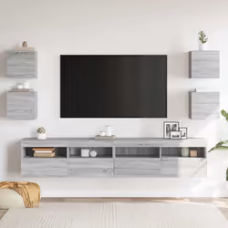 vidaXL Armadietti TV Montati a Parete 4 pz Grigio Sonoma 30,5x30x30 cm - Vista aggiuntiva 3