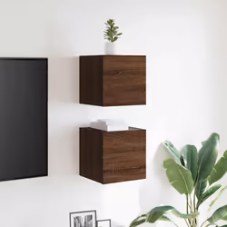 vidaXL Armadietti TV Montati a Parete 2pz Rovere Marrone 30,5x30x30 cm - Vista aggiuntiva 3