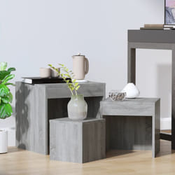 Vidaxl - Tavolini Impilabili 3 pz Grigio Sonoma in Legno Multistrato