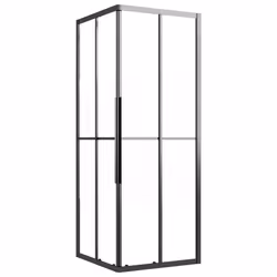 vidaXL Cabina Doccia ESG Semi Smerigliato 80x70x180 cm Nera - Vista aggiuntiva 2