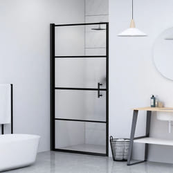 Parete Doccia in Vetro Semi Smerigliato struttura a 4 barre nera varie misure dimensioni: 81 x 195 cm