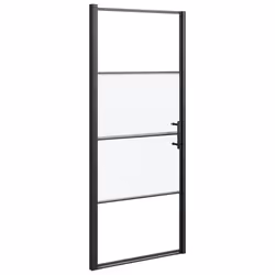 vidaXL Parete Doccia 91x195 cm Vetro Temperato Semi Smerigliato Nero - Vista aggiuntiva 2